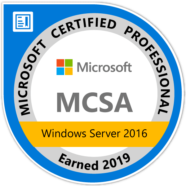 MCSA: Windows Server 2016